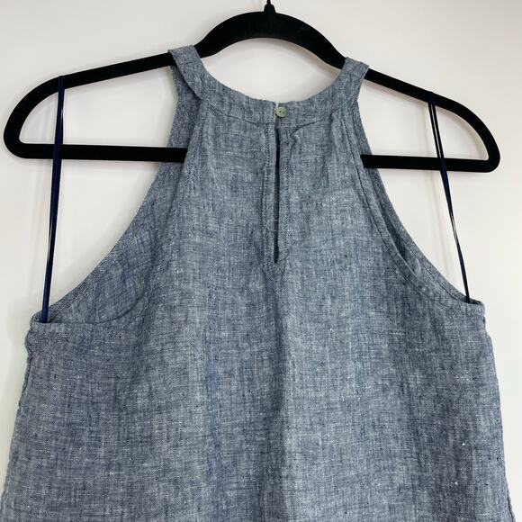 Tahari 100% Linen Chambray Halter Summer Dress Women's Size Medium Preppy - Picture 4 of 11